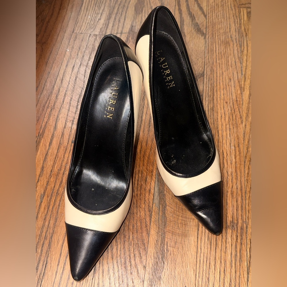 Lauren Ralph Lauren Black and Cream Heels